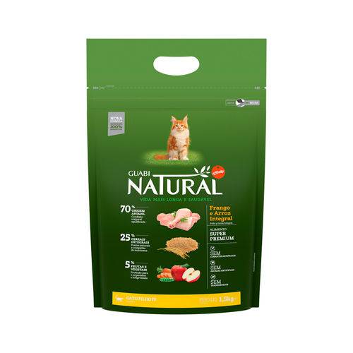 Ração Guabi Natural para Gatos Filhotes Sabor Frango & Arroz Integral - 1,5kg