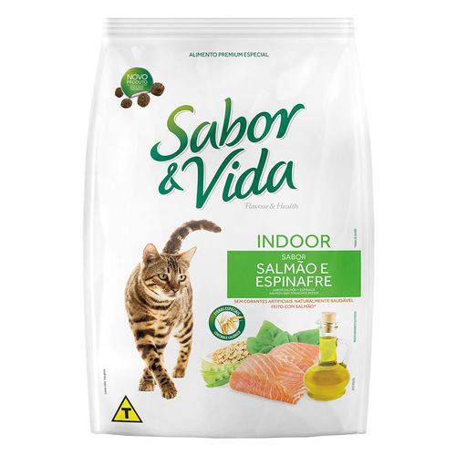 Ração Guabi Sabor e Vida Indoor para Gatos Adultos Sabor Salmão e Espinafre 1kg