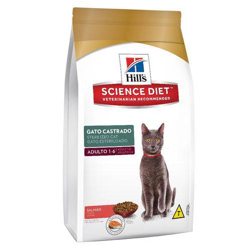 Ração Hill's Science Diet Gato Castrado Sabor Salmão para Gatos Adultos com Mais de 1 Ano - 1,5kg