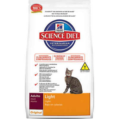 Ração Hills Science Diet Light para Gatos Adultos - 3 Kg
