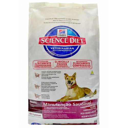 Ração Hills Science Diet Manutenção Saudável Original para Cães Adultos 3Kg