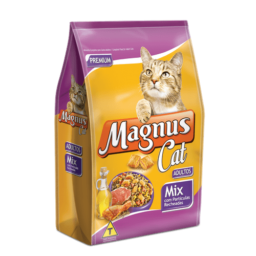 Ração Magnus Cat Mix com Partículas Recheadas para Gatos Adultos 1kg