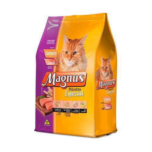 Ração Magnus Especial para Gatos Castrados Sabor Salmão - 1kg