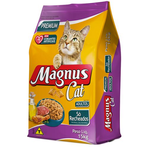 Ração Magnus só Recheados Sem Corantes para Gatos Adultos 15kg
