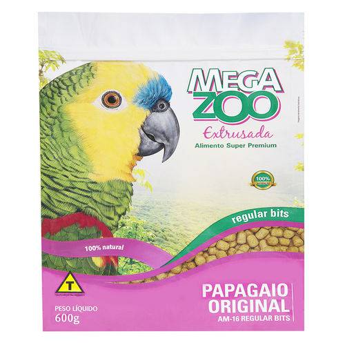 Ração Megazoo Extrusada Bits para Papagaio 600 G - Regular