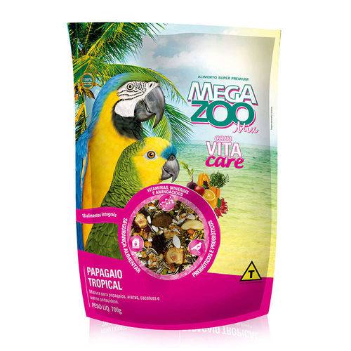 Ração Megazoo - Mix Papagaio Tropical com Frutas e Legumes 700g