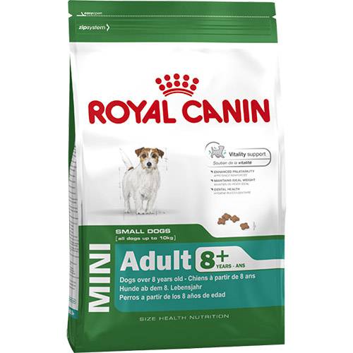 Ração Mini Adult 8+ para Cães Adultos de Raças Pequenas com 8 Anos ou Mais 1kg - Royal Canin