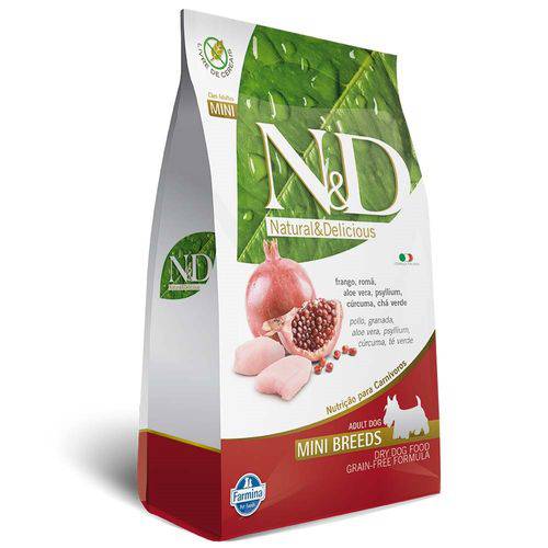 Ração N&D Grain Free para Cães Adultos de Raças Pequenas Sabor Frango e Romã - 10,1kg