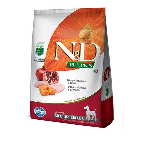 Ração N&D Pumpkin para Cães Adultos Raças Média Sabor Frango, Abóbora e Romã - 10,1kg