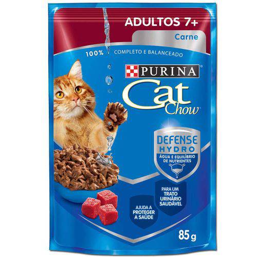 Ração Nestlé Purina Cat Chow Adultos 7+ Sachê Carne ao Molho - 85 Gr