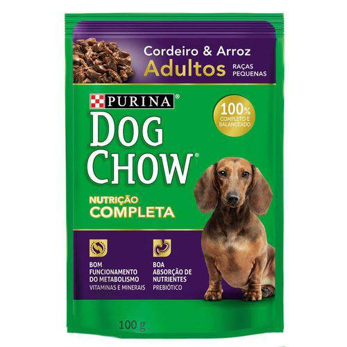Ração Nestlé Purina Dog Chow Adultos Raças Pequenas Sachê Cordeiro e Arroz - 100 Gr