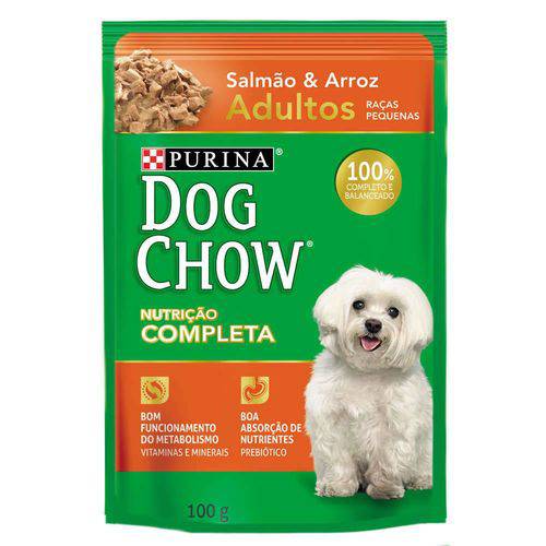 Ração Nestlé Purina Dog Chow Adultos Raças Pequenas Sachê Salmão e Arroz - 100 Gr
