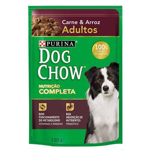 Ração Nestlé Purina Dog Chow Adultos Sachê Carne e Arroz - 100 Gr