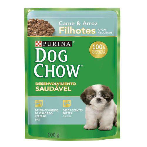 Ração Nestlé Purina Dog Chow Filhotes Raças Pequenas Sachê Carne e Arroz - 100 Gr