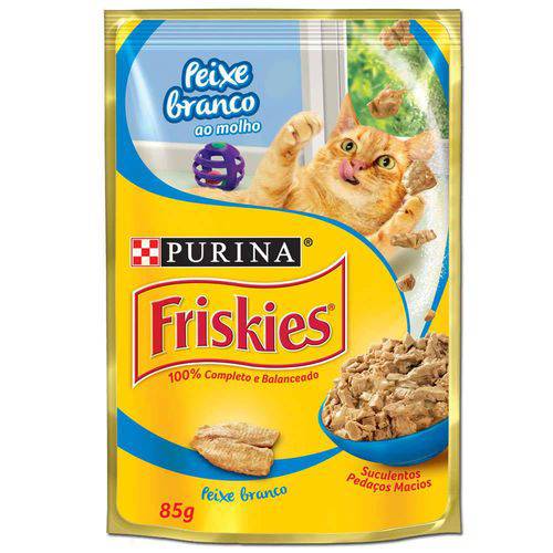 Ração Nestlé Purina Friskies Sachê Peixe Branco ao Molho para Gatos - 85 Gr