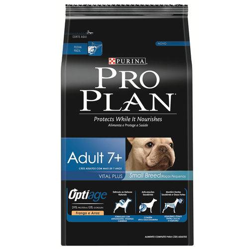 Ração Nestlé Purina Proplan para Cães Adultos de Raças Pequenas 7+ Sabor Frango e Arroz - 7.5kg