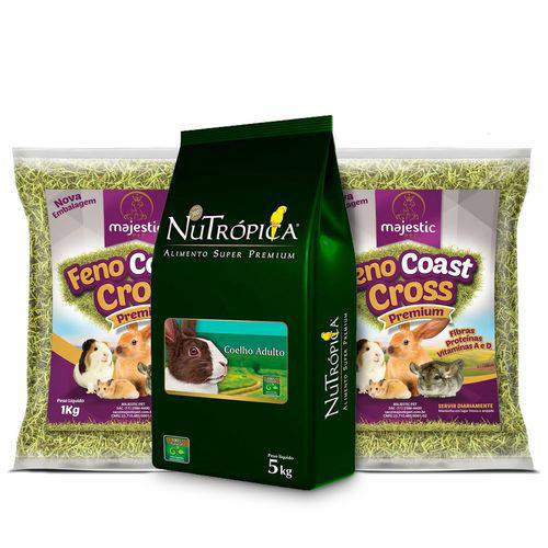 Ração Nutrópica Coelho Adulto 5kg + Feno Coast Cross Super Premium 2kg - Majestic Pet