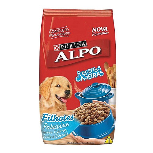 Ração para Cães Alpo Receitas Caseiras Filhotes Sabor Carne, Leite e Cereais 10kg