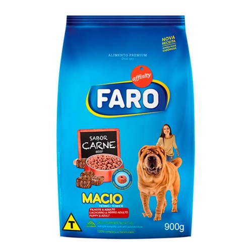 Ração para Cães Faro Macio Filhotes e Adultos Sabor Carne 900g