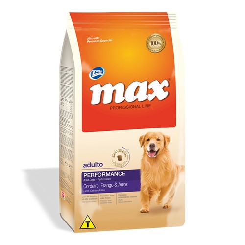 Ração para Cães Max Professional Line Performance Adultos Sabor Cordeiro, Frango e Arroz 2Kg