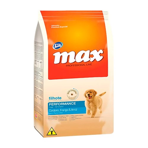 Ração para Cães Max Professional Line Performance Filhotes Sabor Cordeiro, Frango e Arroz 15Kg