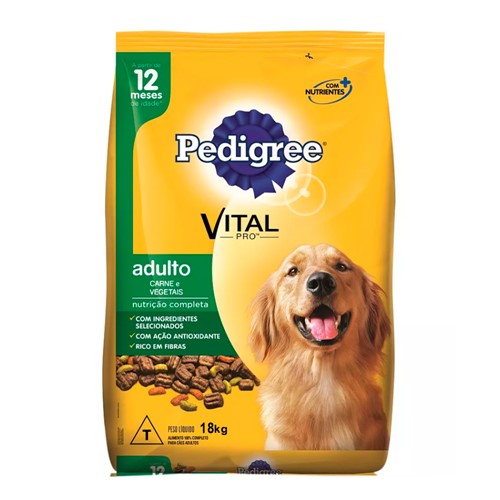 Ração para Cães Pedigree Vital Pro Adultos Sabor Carne e Vegetais 18kg