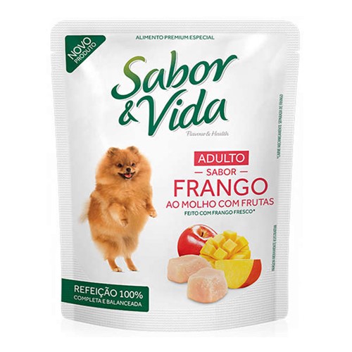 Ração para Cães Sabor & Vida Flavour e Health Adulto Sabor Frango ao Molho com Frutas Sachê 100g