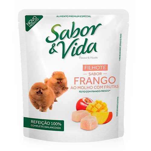 Ração para Cães Sabor & Vida Flavour e Health Filhotes Sabor Frango ao Molho com Frutas Sachê 100g