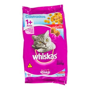 Ração para Gatos Castrados Sabor Carne Whiskas 500g