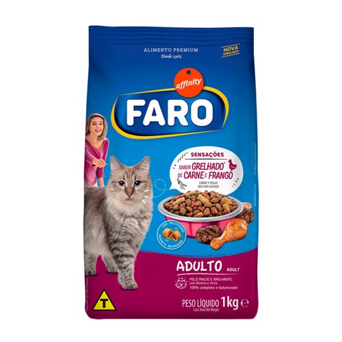 Ração para Gatos Faro Adultos Sabor Grelhados de Carne e Frango 1Kg