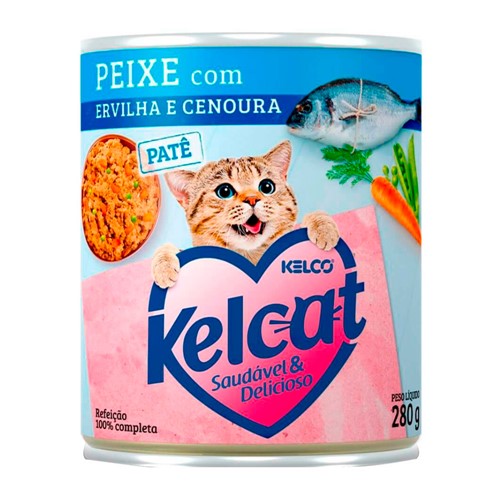 Ração para Gatos Kelcat Peixe com Ervilha e Cenoura Lata 280g