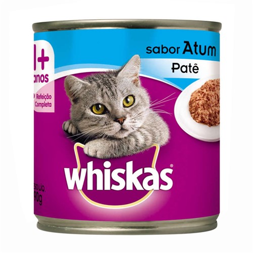 Ração para Gatos Whiskas Adulto 1+ Anos Patê Sabor Atum Lata 290g