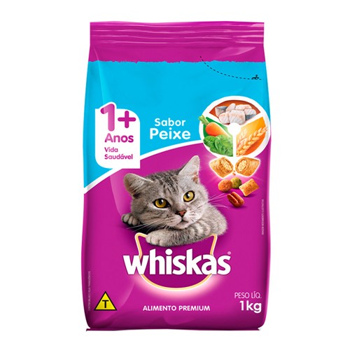 Ração para Gatos Whiskas Adulto 1+ Anos Sabor Peixe 1kg