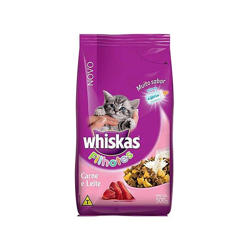 Ração para Gatos Whiskas Filhotes Sabor Carne e Leite com 500g
