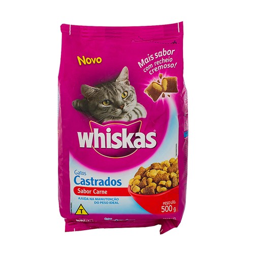 Ração para Gatos Whiskas Gatos Castrados Sabor Carne com 500g