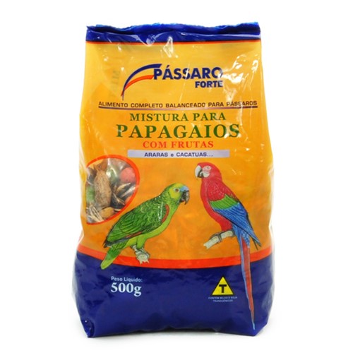 Ração para Pássaros Pássaro Forte Mistura para Papagaios com Frutas Araras e Cacatuas com 500g