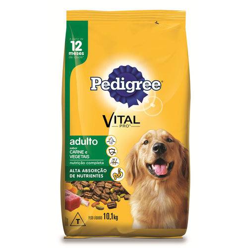 Ração Pedigree Vital Pro para Cães Adultos Sabor Carne e Vegetais - 10,1kg