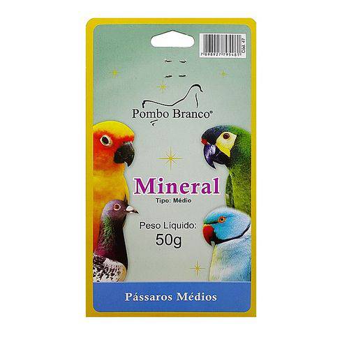 Ração Pombo Branco Pássaros Mineral Médio - 50g