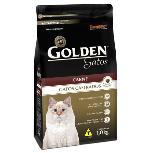 Ração Premier Golden Carne para Gatos Castrados 1kg