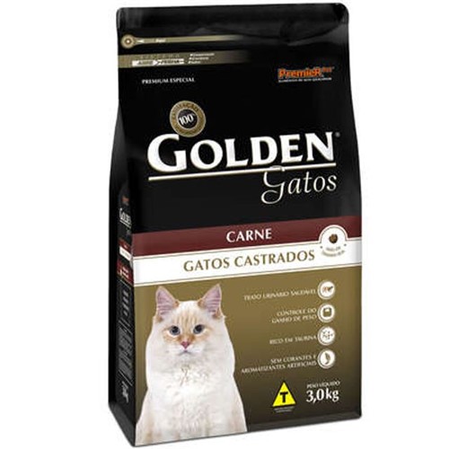 Ração Premier Golden Gatos Adultos Castrados Carne 3kg