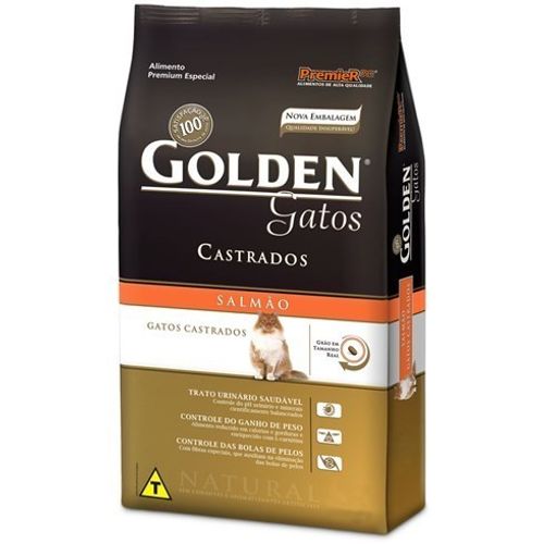 Ração Premier Pet Golden para Gatos Castrados Sabor Salmão 10,1kg