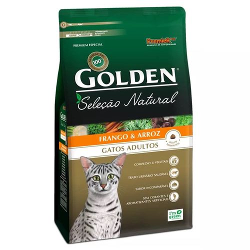 Ração Premier Pet Golden Seleção Natural Sabor Frango e Arroz para Gatos Adultos 3kg