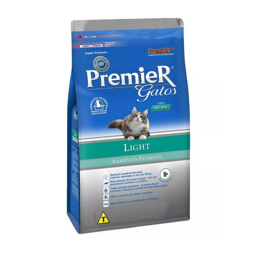 Ração Premier Pet Light Ambientes Internos Sabor Salmão para Gatos Adultos 7,5kg