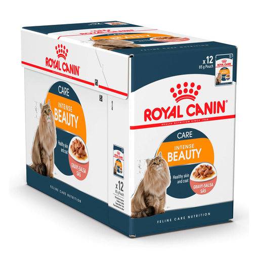 Ração Royal Canin Sachê Feline Intense Beauty para Gatos Adultos - 85g - Caixa 12 Unidades