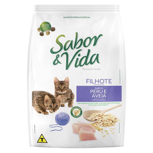 Ração Sabor e Vida para Gatos Filhotes Sabor Peru e Aveia - 1kg