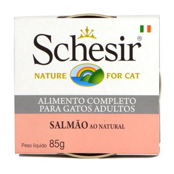 Ração Schesir Nature Cat Salmão Natural em Lata para Gatos Adultos 85g
