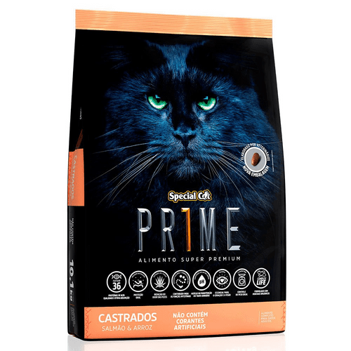 Ração Special Cat Prime 2ª Geração Sabor Salmão e Arroz para Gatos Adultos Castrados 1kg