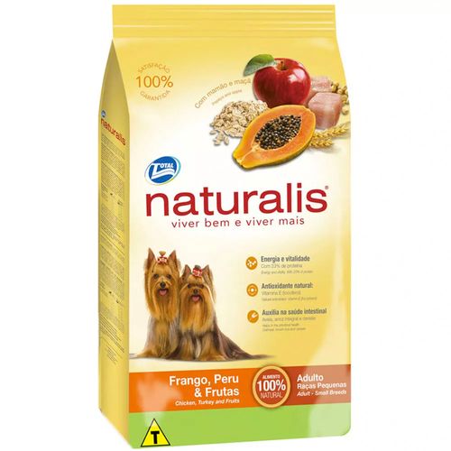 Ração Total Naturalis Sabor Frango, Peru e Frutas para Cães Adultos de Raças Pequenas 2kg