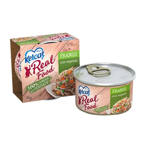Ração Úmida Kelco Kelcat Real Food Sabor Frango com Vegetais para Gatos Adultos 85g