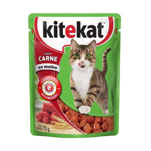 Ração Úmida Kitekat Sabor Carne para Gatos Adultos 70g